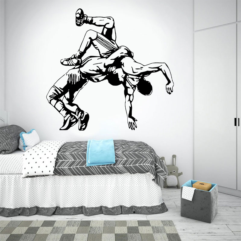 Home Gym Furniture - Güreş Atmak Duvar Çıkartmaları Vinil Güreşçi