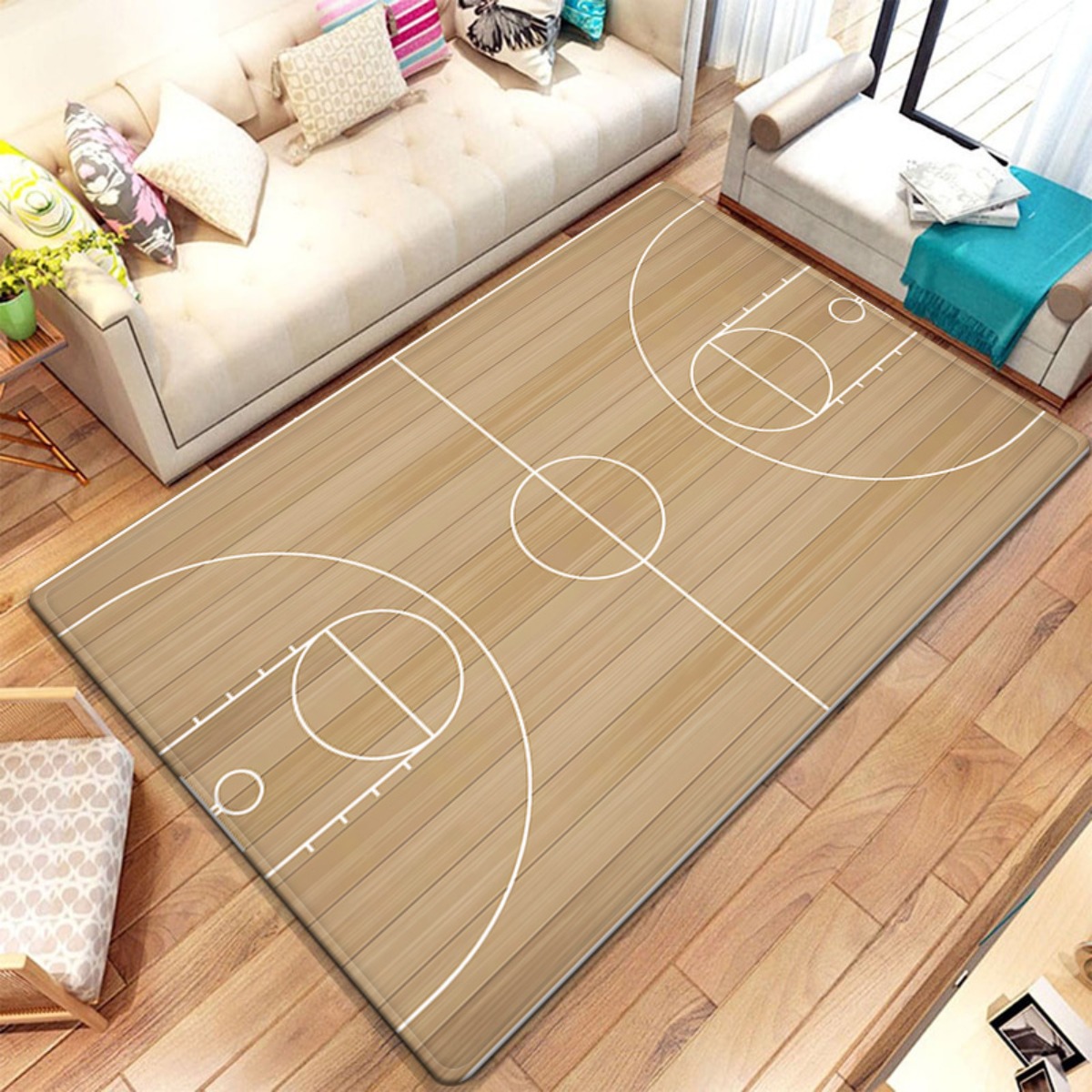 Home Gym And Basketball Court - Basketbol sahası tasarımlı peluş halı oturma